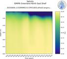 Time series of ISMIP6 Greenland North East Shelf Salinity vs depth